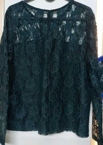 Women&#39;s Dark GREEN Lace Top