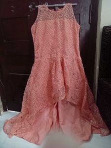 Peach &amp; Black Gharara Set with Golden Lace