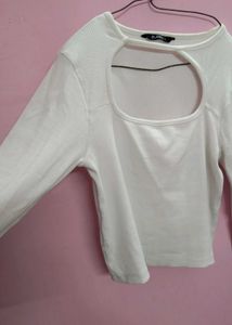 White Long Sleeve Crop Top