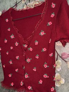 Red Cute Crop Top
