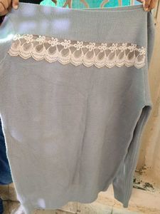 Elegant Grey Knit Sweater