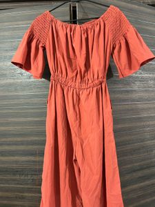 Rust Off-Shoulder Jumpsuit