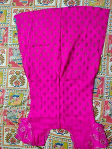 Pink Cotton Kurti Set with Swirl Design