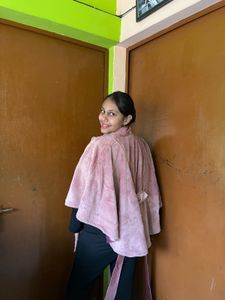 Pink Cozy Plush Poncho
