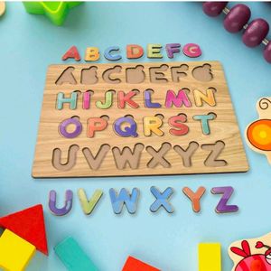 Wooden Puzzle Board Abc Letters Shapes Educational