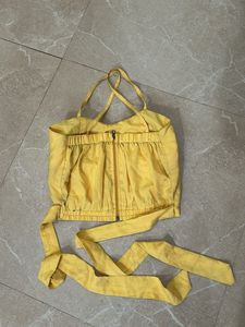 Yellow Tie-Up Crop Top