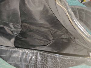 Black Croc Embossed Shoulder Bag