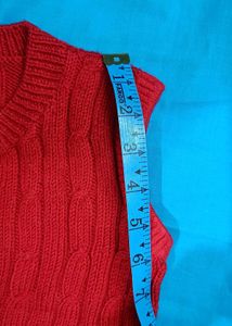 Handmade Red Knit Vest with Cute Bear Buttons