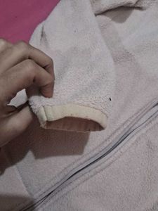 baby pink Fleece sports Zip-Up Jacket hoddie