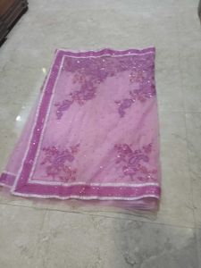 Pink Saree with Embellishments
