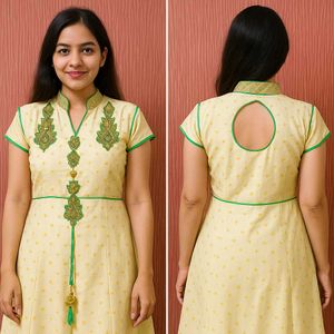 Neon Anarkali Suit With Salwar And Net Dupatta