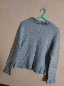 Gray "Sweatshirts" Knit Sweater