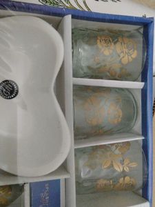 6 Glass With 2 Heart Bowl