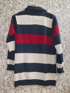 Striped 1/4 Zip Pullover Sweater
