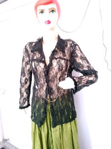 Black Net Shirt Top