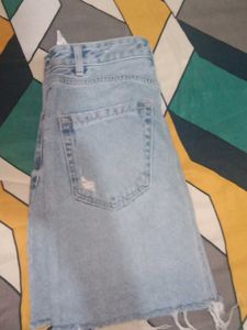 Blue Denim Mini Skirt , Waist -28