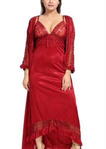 Red Satin Lace Lingerie Set