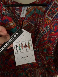 ESTONISHED-Red Indo-Western Peplum Type Bell