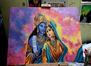 Radha Krishna Canvas Painting 16×20 Inches