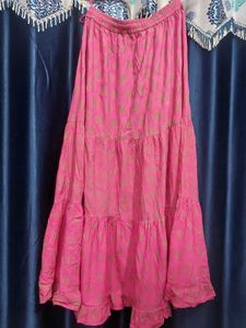 Pink Tiered Ethnic Skirt