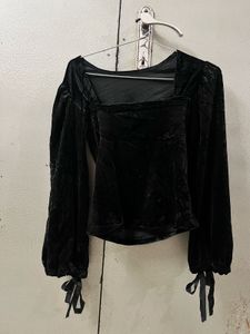 Velvet Top &amp; Suede Mini Skirt Set