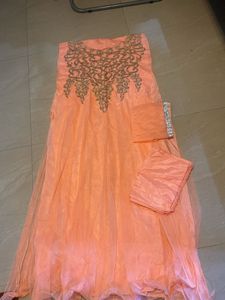 Partywear Unstitched Long Gown Material