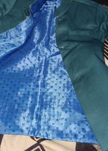 Emerald Green Blazer with Blue Patterned Lining
