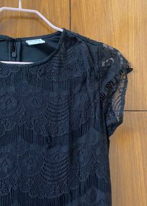 Gothic Black Lace Midi Dress