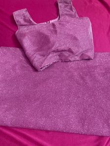 Sparkling pink sari with blouse