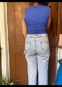 Zara Blue Fitted Bodysuit