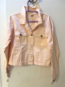Peach Cropped Denim Jacket