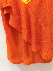 Beautiful Orange Top With Ruffle