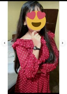 Maroon &amp; White Off-Shoulder Georgette Empire Dre