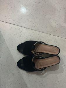 Black Heeled Mules