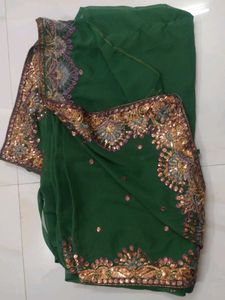 Green Embellished Saree