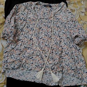 Floral Tassel Tie Top