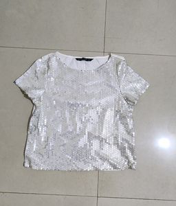 ZARA Sparkle N Shine silver  Top