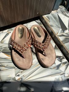 Slipper With Stone Work