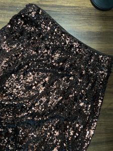 M&amp;S Sequin Brown Mini Skirt