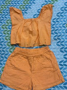 Orange Eyelet Two-Piece Set