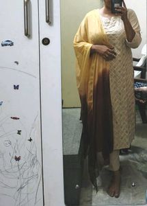 Cream Colour Kurta Set With Dupatta