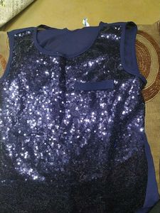 Sequined Navy Tank Top