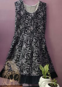 Lavender Black Printed A-Line Dress (Women)
