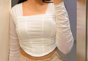 White Corset Long Sleeve Top