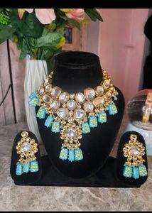 Sky Blue Royal Kundan Jewelry Set
