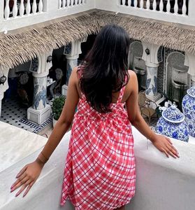 Red &amp; White Plaid Mini Dress