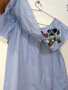 Blue  Off-Shoulder Top