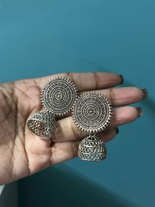 Pack of Two Oxidised Stud Earrings