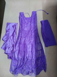 Brass Net Kurti With Pant And Dupatta