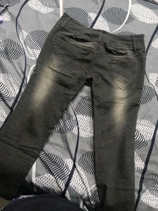 Distressed Gray Denim Jeans
